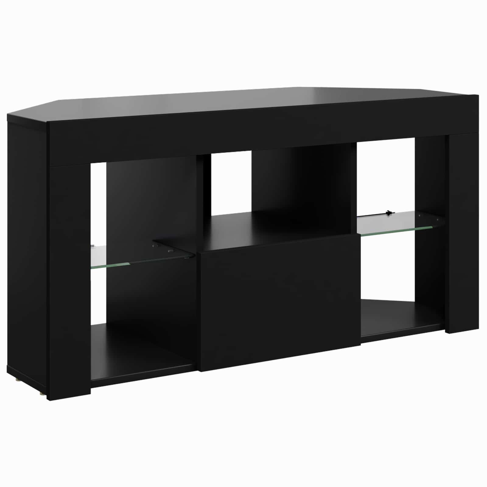 Hoek LED TV Kast Zwart 100 x 40 x 50 cm Bewerkt hout is nu te koop bij PeponiXL, paradijselijk wonen!
