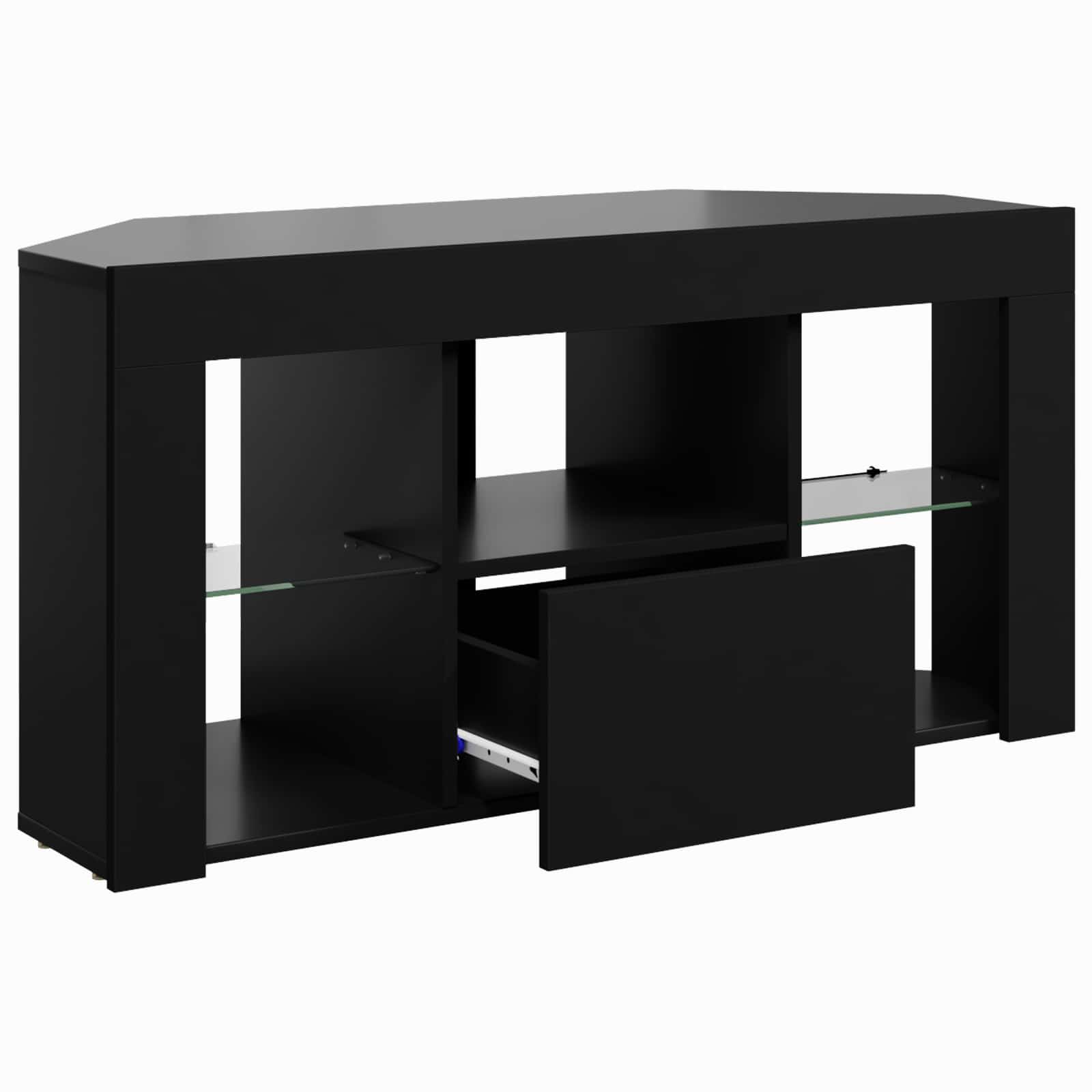 Hoek LED TV Kast Zwart 100 x 40 x 50 cm Bewerkt hout is nu te koop bij PeponiXL, paradijselijk wonen!