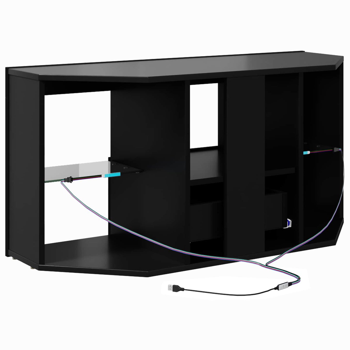Hoek LED TV Kast Zwart 100 x 40 x 50 cm Bewerkt hout is nu te koop bij PeponiXL, paradijselijk wonen!
