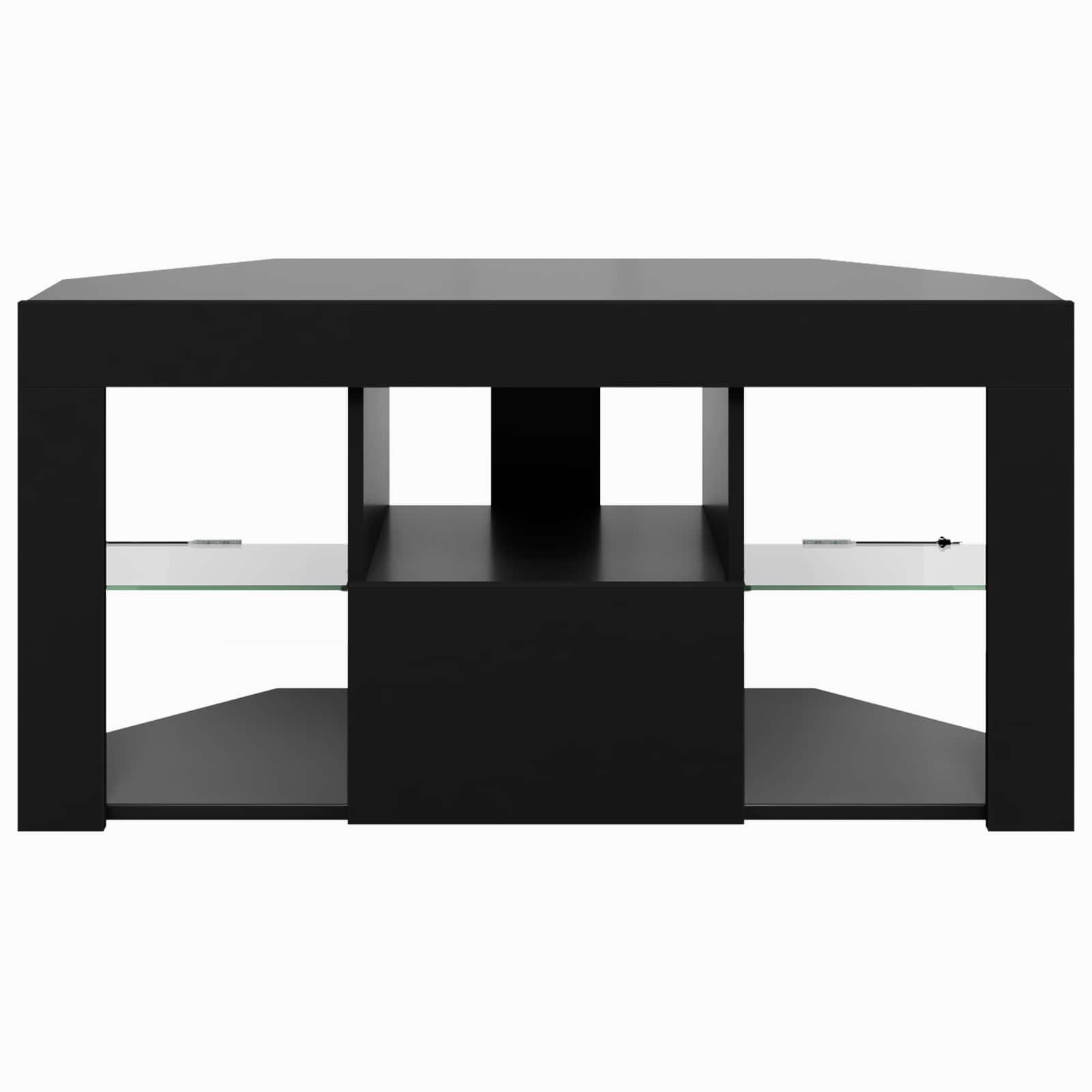 Hoek LED TV Kast Zwart 100 x 40 x 50 cm Bewerkt hout is nu te koop bij PeponiXL, paradijselijk wonen!