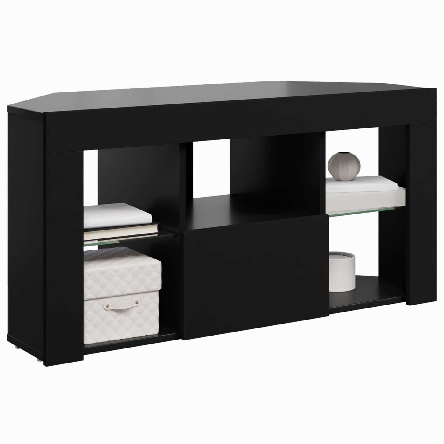 Hoek LED TV Kast Zwart 100 x 40 x 50 cm Bewerkt hout is nu te koop bij PeponiXL, paradijselijk wonen!