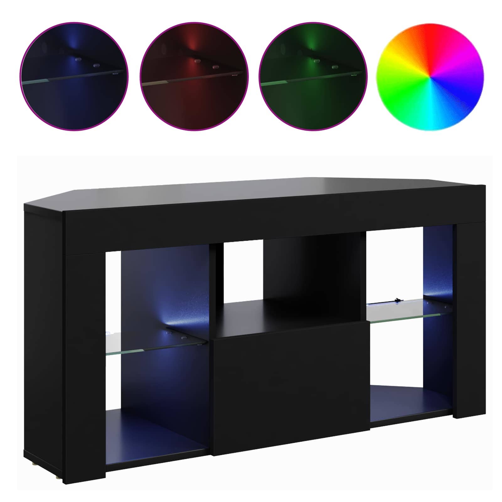 Hoek LED TV Kast Zwart 100 x 40 x 50 cm Bewerkt hout is nu te koop bij PeponiXL, paradijselijk wonen!