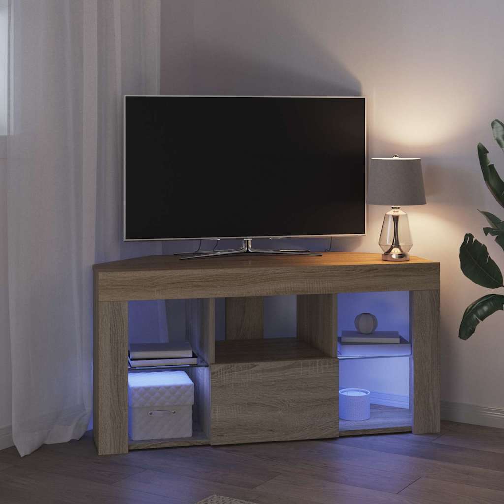 Hoek LED TV Kast Sonoma Eiken 100 x 40 x 50 cm Bewerkt hout is nu te koop bij PeponiXL, paradijselijk wonen!