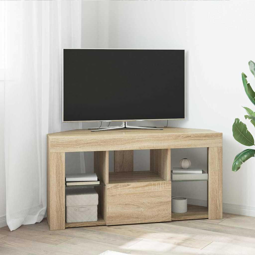 Hoek LED TV Kast Sonoma Eiken 100 x 40 x 50 cm Bewerkt hout is nu te koop bij PeponiXL, paradijselijk wonen!