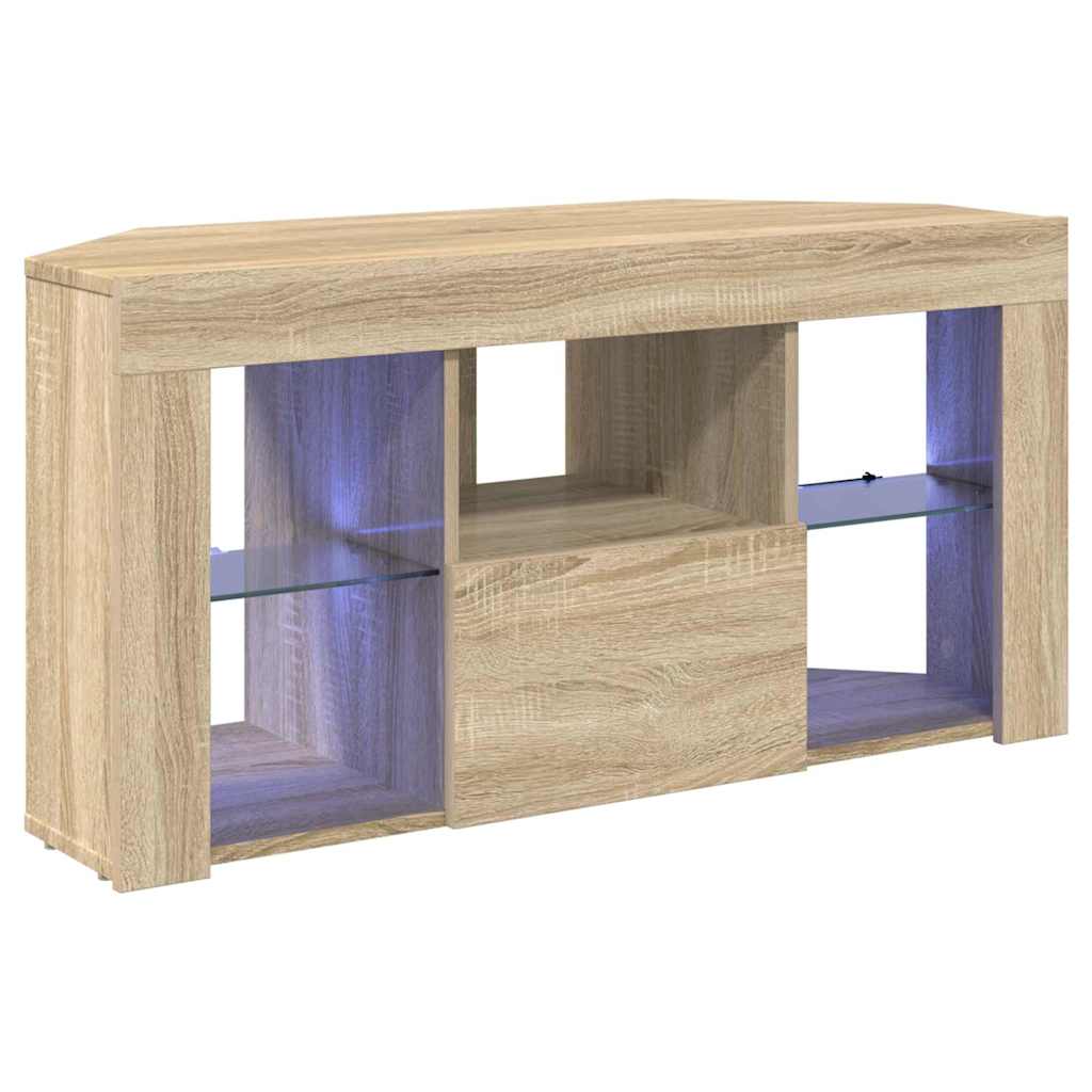 Hoek LED TV Kast Sonoma Eiken 100 x 40 x 50 cm Bewerkt hout is nu te koop bij PeponiXL, paradijselijk wonen!