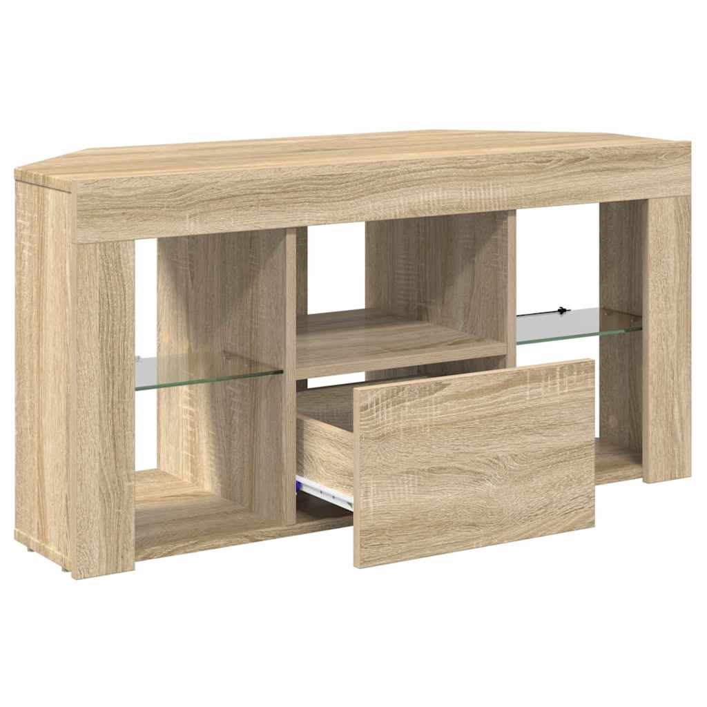 Hoek LED TV Kast Sonoma Eiken 100 x 40 x 50 cm Bewerkt hout is nu te koop bij PeponiXL, paradijselijk wonen!
