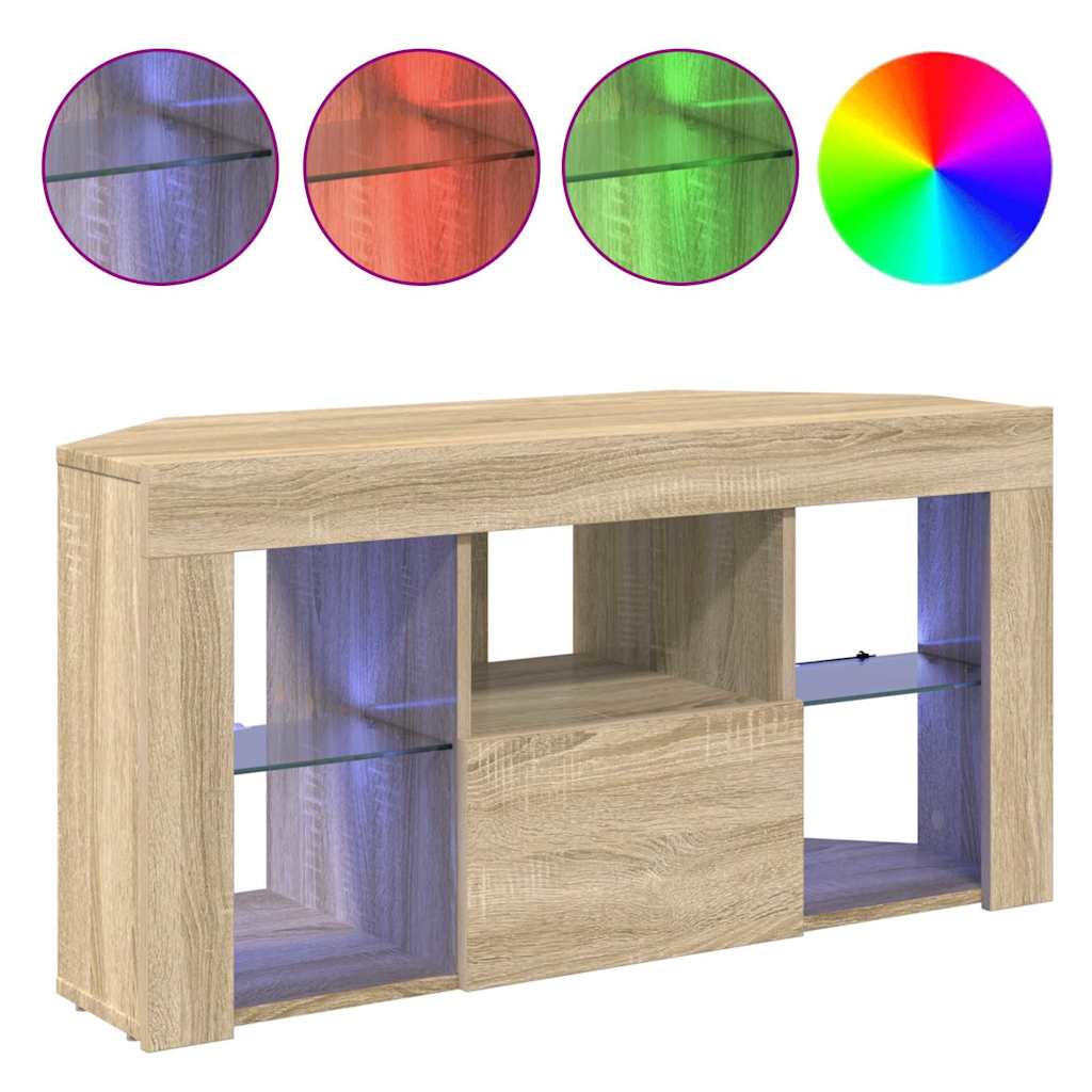 Hoek LED TV Kast Sonoma Eiken 100 x 40 x 50 cm Bewerkt hout is nu te koop bij PeponiXL, paradijselijk wonen!