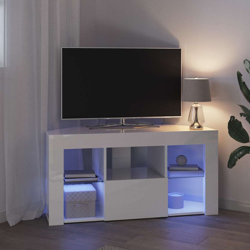 Hoek LED TV Kast Hoogglans Wit 100 x 40 x 50 cm Bewerkt hout is nu te koop bij PeponiXL, paradijselijk wonen!