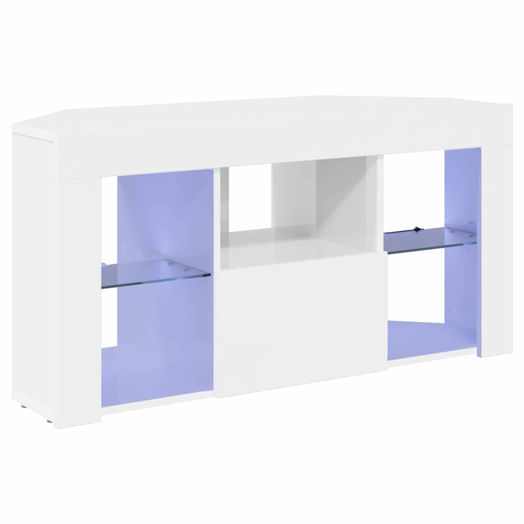 Hoek LED TV Kast Hoogglans Wit 100 x 40 x 50 cm Bewerkt hout is nu te koop bij PeponiXL, paradijselijk wonen!