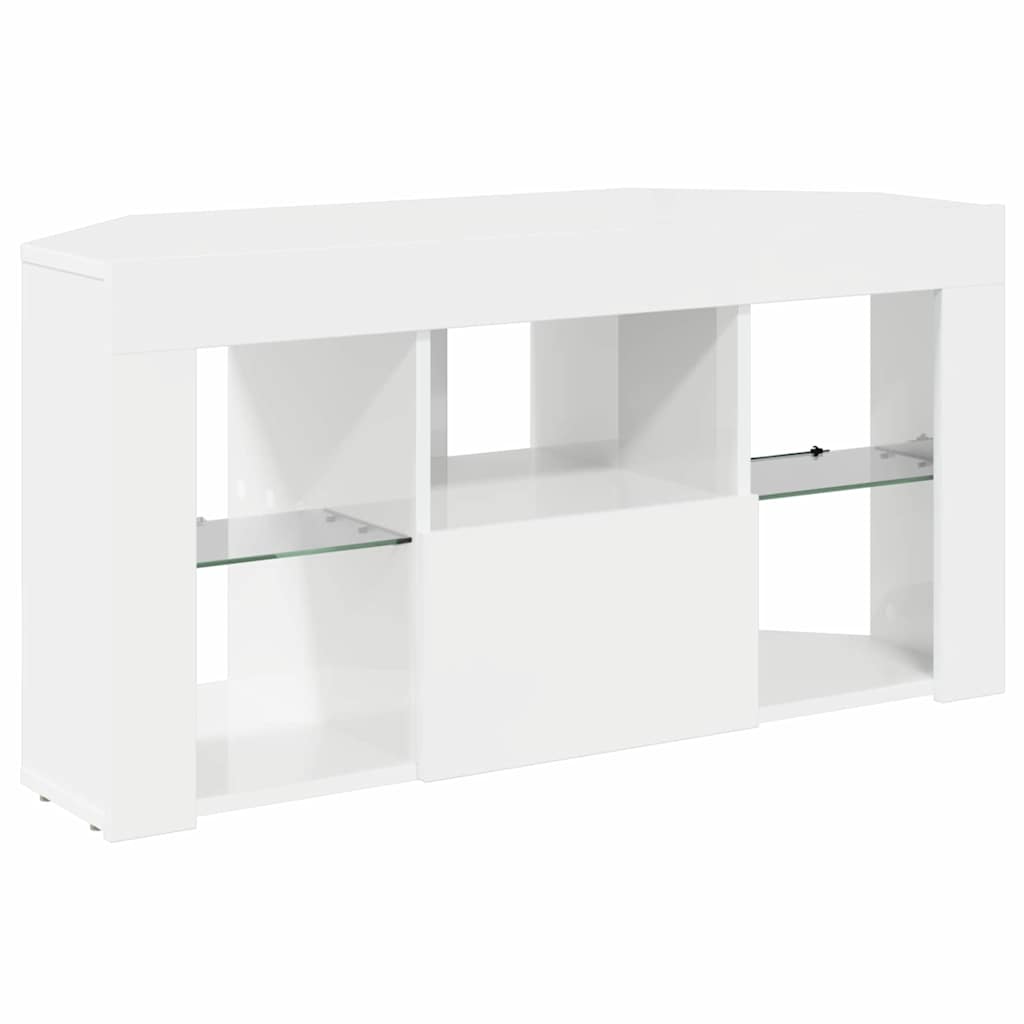 Hoek LED TV Kast Hoogglans Wit 100 x 40 x 50 cm Bewerkt hout is nu te koop bij PeponiXL, paradijselijk wonen!