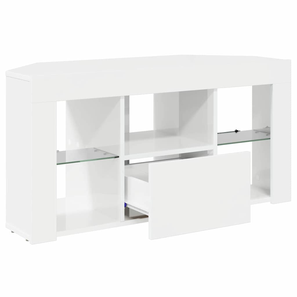 Hoek LED TV Kast Hoogglans Wit 100 x 40 x 50 cm Bewerkt hout is nu te koop bij PeponiXL, paradijselijk wonen!