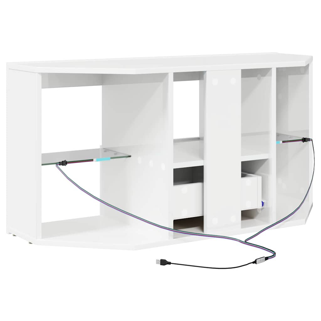 Hoek LED TV Kast Hoogglans Wit 100 x 40 x 50 cm Bewerkt hout is nu te koop bij PeponiXL, paradijselijk wonen!