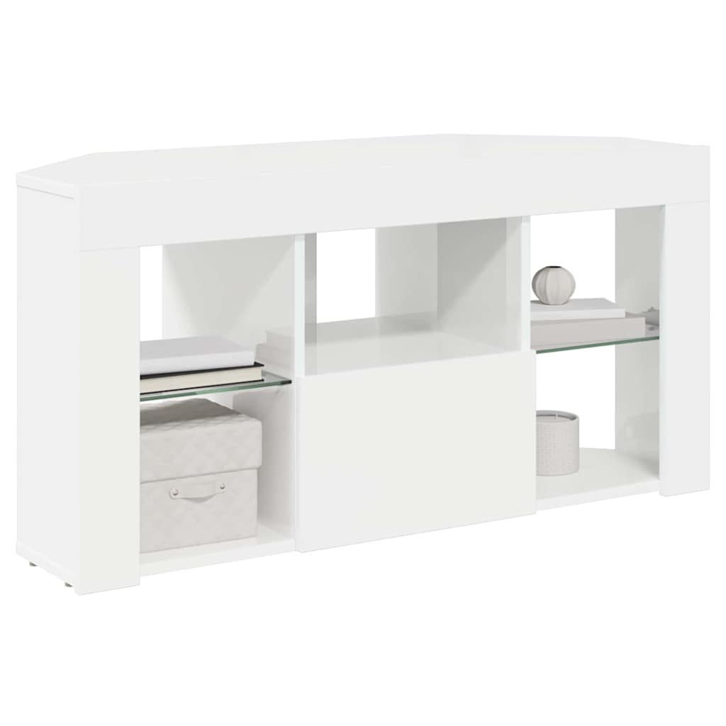 Hoek LED TV Kast Hoogglans Wit 100 x 40 x 50 cm Bewerkt hout is nu te koop bij PeponiXL, paradijselijk wonen!