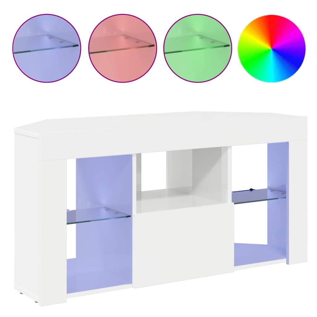 Hoek LED TV Kast Hoogglans Wit 100 x 40 x 50 cm Bewerkt hout is nu te koop bij PeponiXL, paradijselijk wonen!