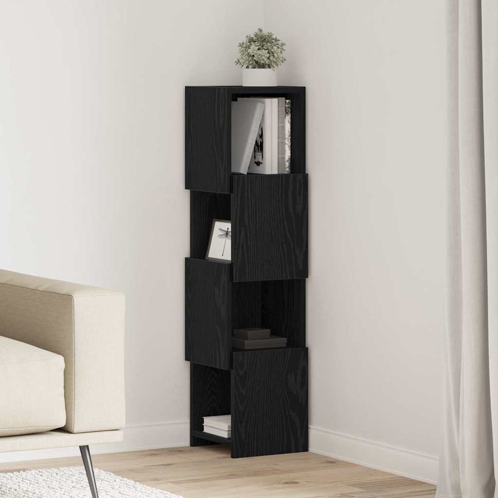 Hoekkast Zwart Eiken 25,5x25x102cm Bewerkt hout is nu te koop bij PeponiXL, paradijselijk wonen!
