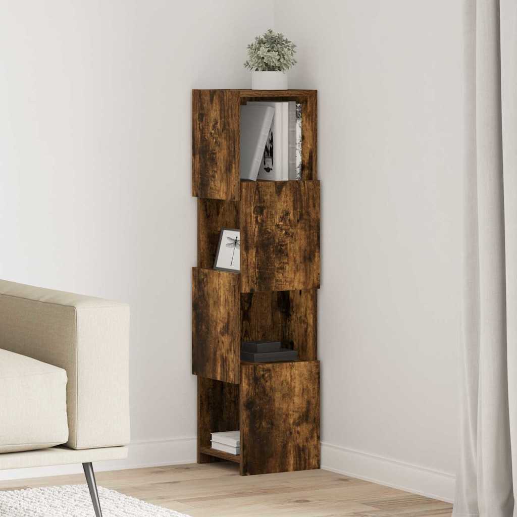 Hoekkast Gerookt eiken 25,5x25x102cm Bewerkt hout is nu te koop bij PeponiXL, paradijselijk wonen!