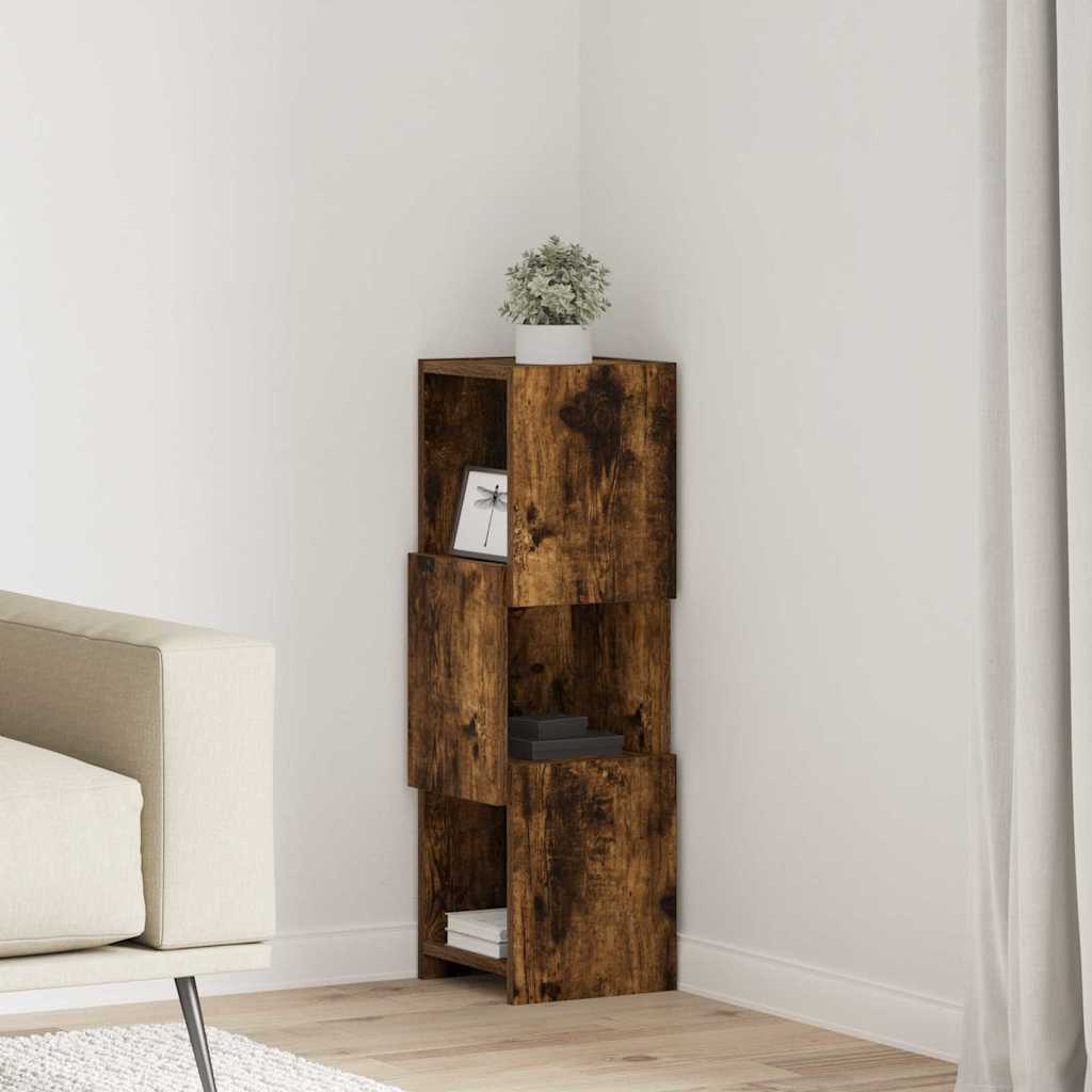 Hoekkast Gerookt eiken 25,5x25x80cm Bewerkt hout is nu te koop bij PeponiXL, paradijselijk wonen!