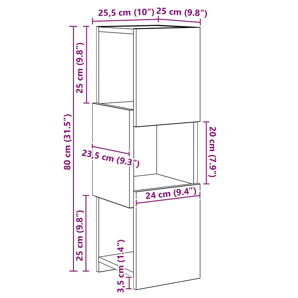 Hoekkast Oudhout 25,5x25x80cm Bewerkt hout is nu te koop bij PeponiXL, paradijselijk wonen!