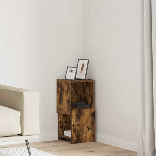 Hoekkast Gerookt eiken 25,5x25x55cm Bewerkt hout is nu te koop bij PeponiXL, paradijselijk wonen!