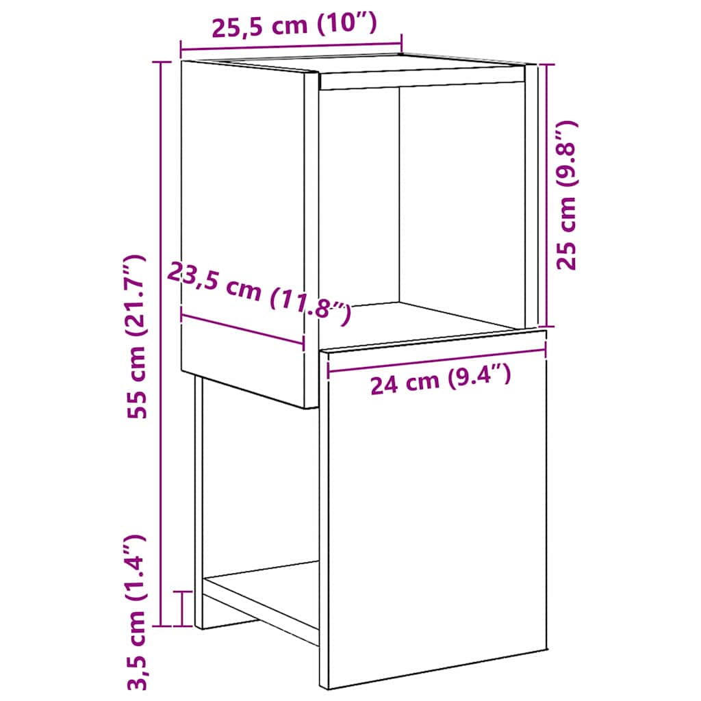 Hoekkast Gerookt eiken 25,5x25x55cm Bewerkt hout is nu te koop bij PeponiXL, paradijselijk wonen!