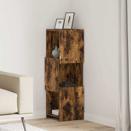 Hoekkast Gerookt eiken 30,5x30x95cm Bewerkt hout is nu te koop bij PeponiXL, paradijselijk wonen!