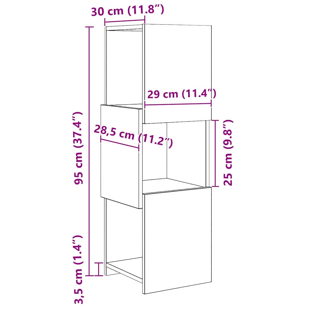 Hoekkast Artisan Eiken 30,5x30x95cm Bewerkt hout is nu te koop bij PeponiXL, paradijselijk wonen!