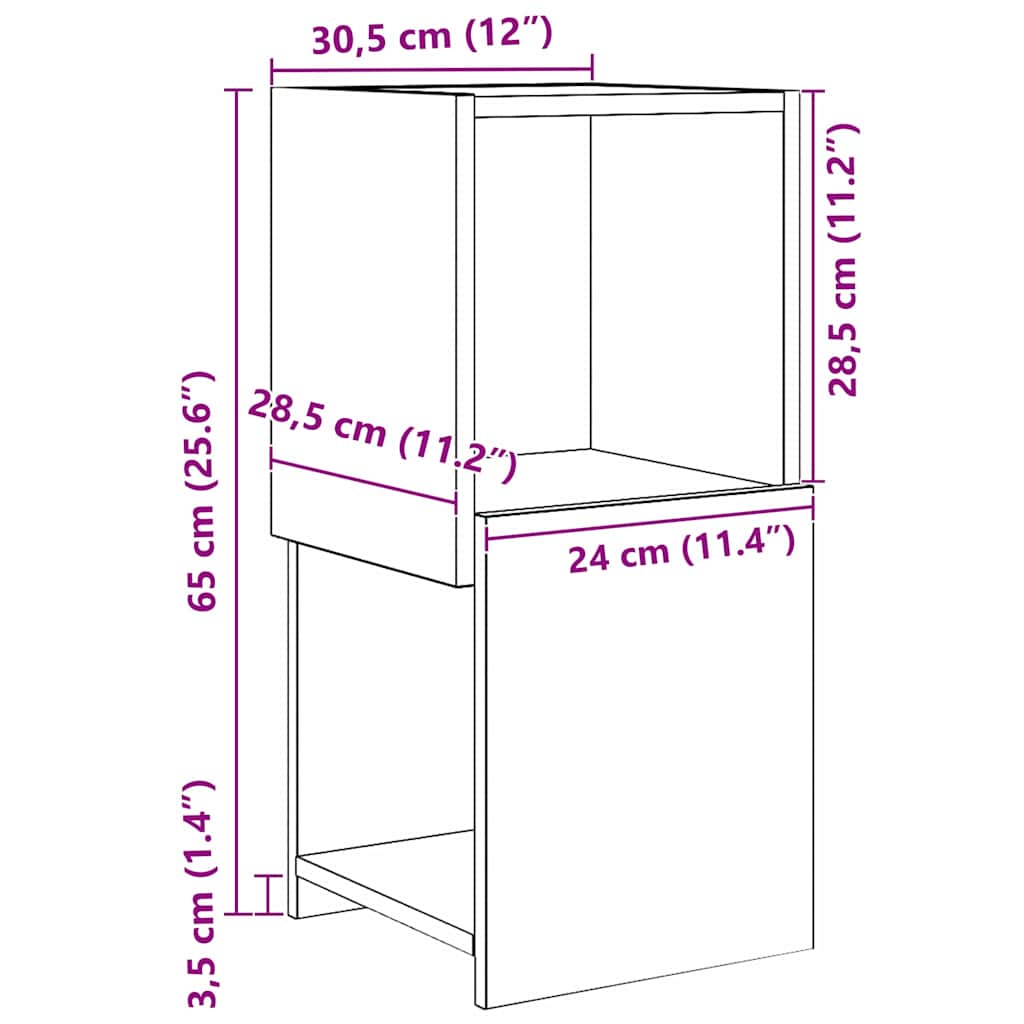 Hoekkast Sonoma Eiken 30,5x30x65cm Bewerkt hout is nu te koop bij PeponiXL, paradijselijk wonen!