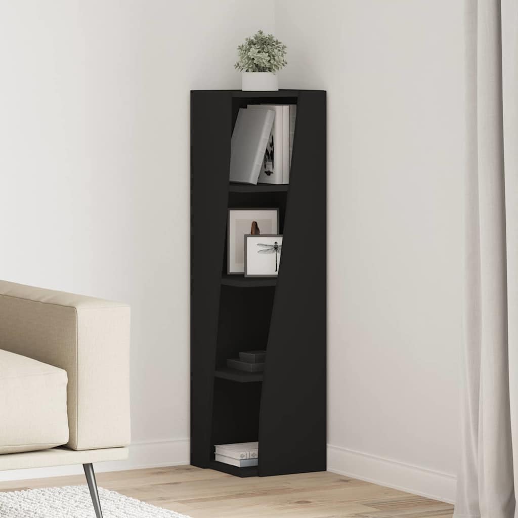 Hoekkast Zwart 27,5x27x102cm Bewerkt hout is nu te koop bij PeponiXL, paradijselijk wonen!