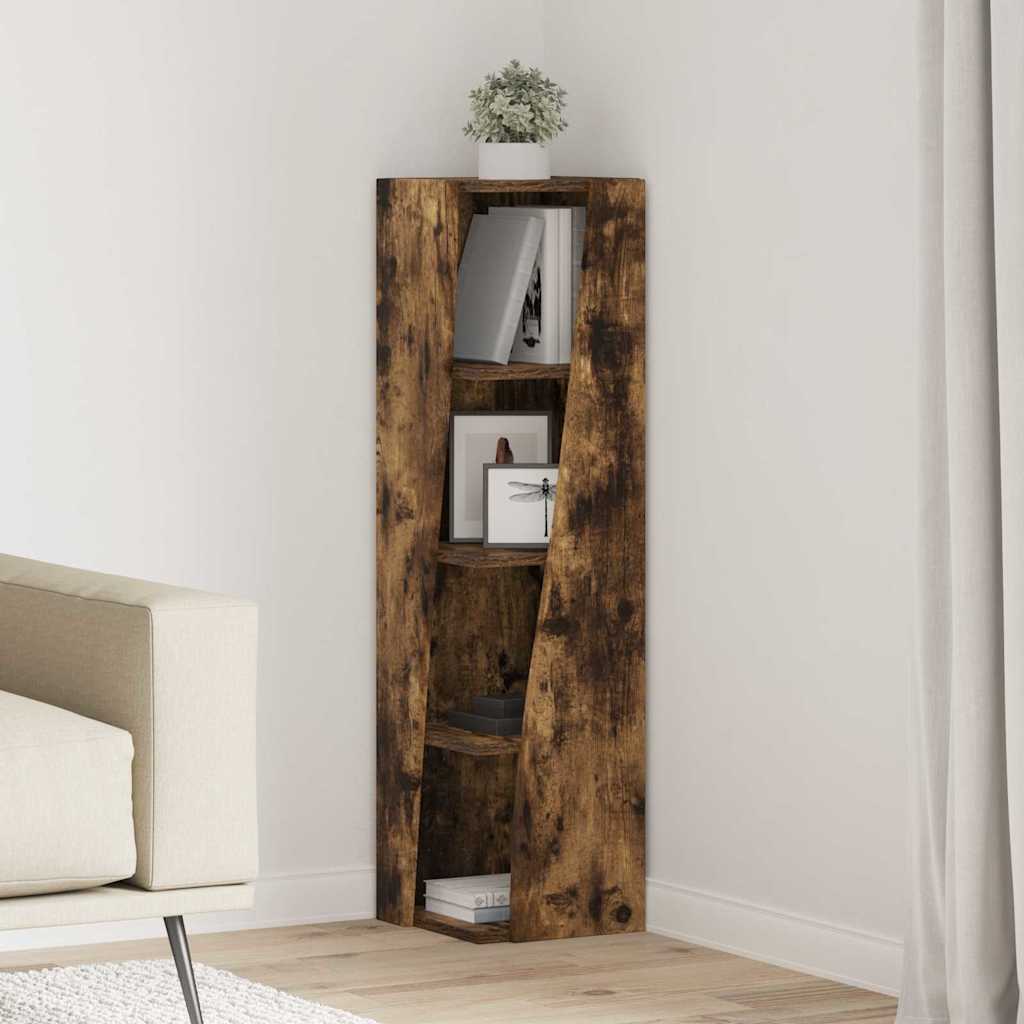 Hoekkast Gerookt eiken 27,5x27x102cm Bewerkt hout is nu te koop bij PeponiXL, paradijselijk wonen!