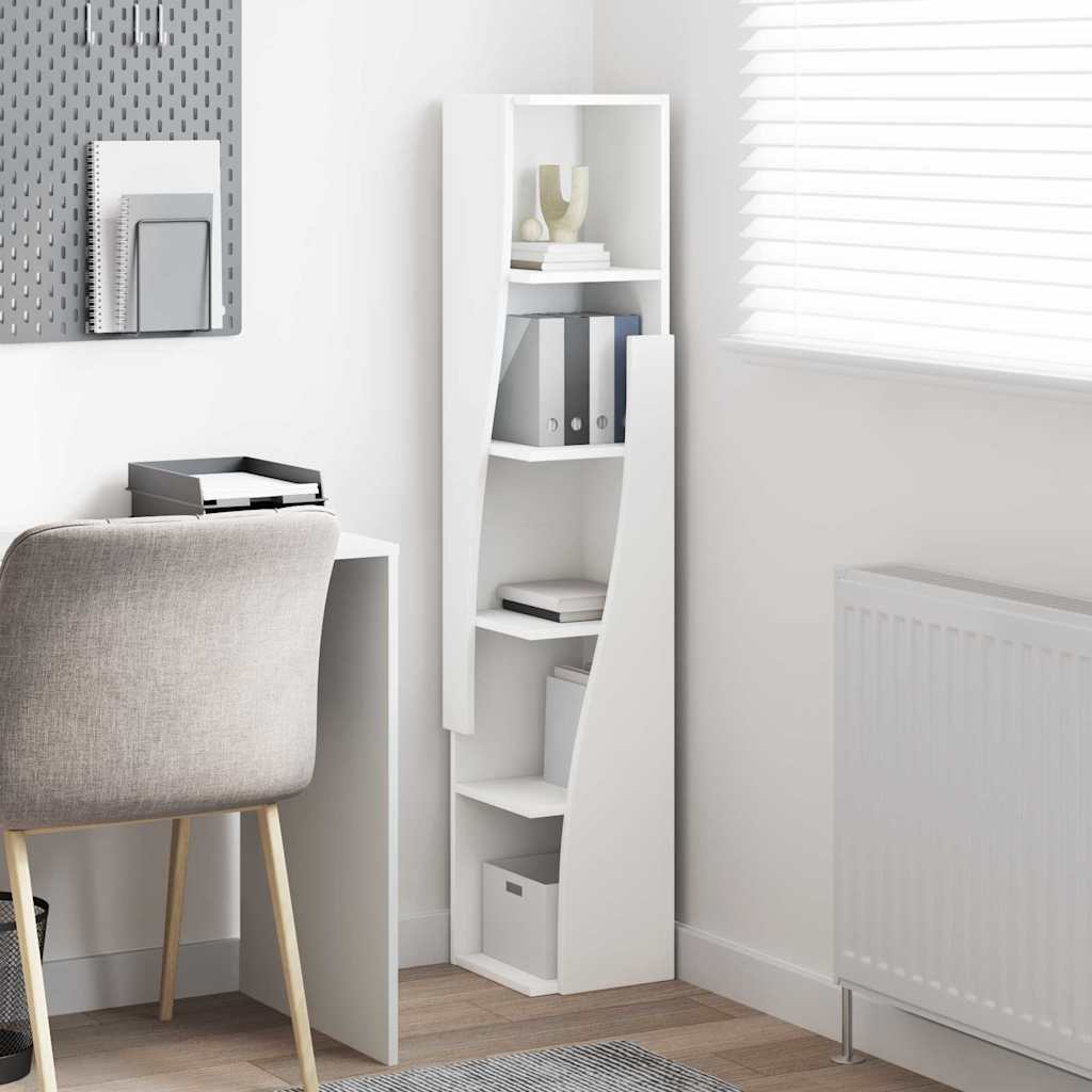 Hoekkast Wit 27,5x27x140cm Bewerkt hout is nu te koop bij PeponiXL, paradijselijk wonen!