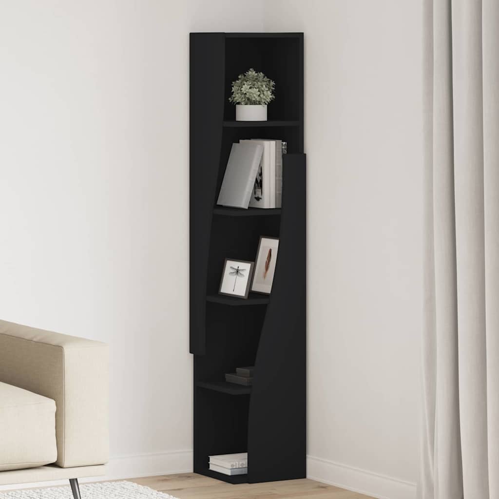 Hoekkast Zwart 27,5x27x140cm Bewerkt hout is nu te koop bij PeponiXL, paradijselijk wonen!