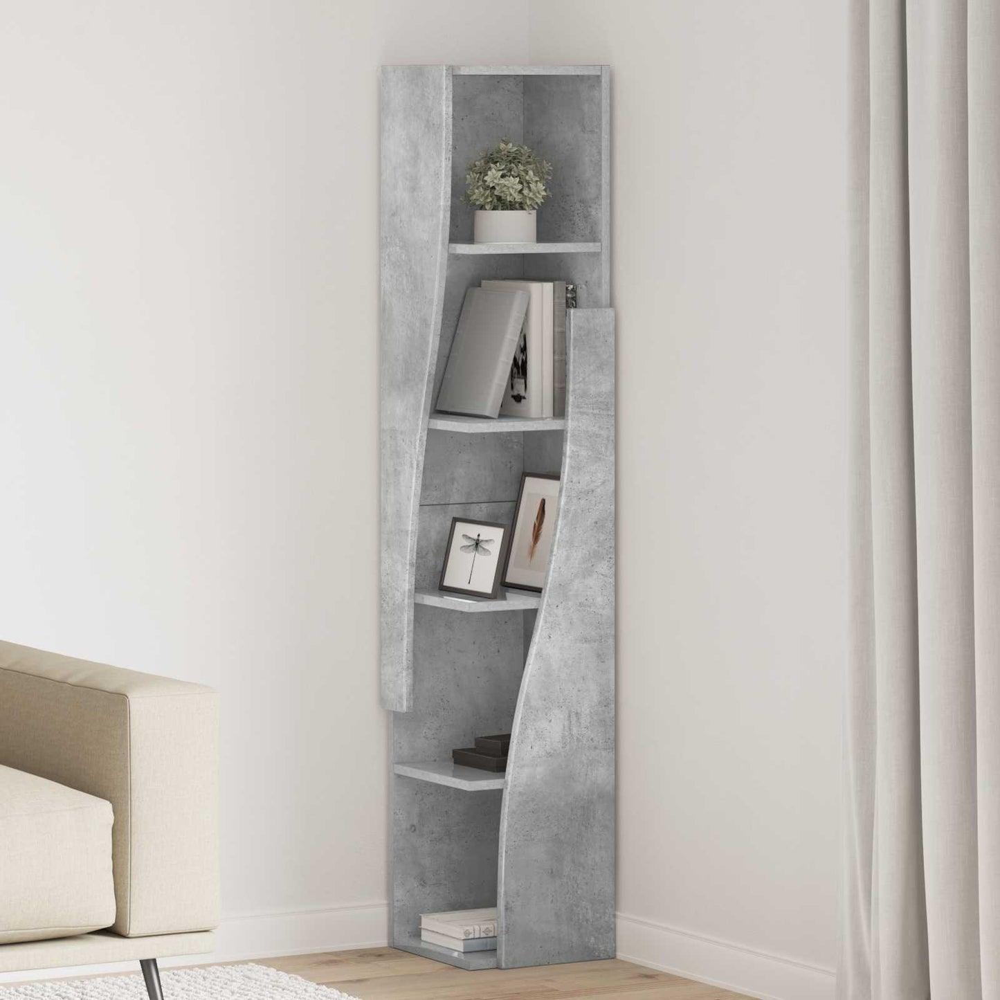 Hoekkast 27,5x27x140cm Bewerkt hout Beton Grijs is nu te koop bij PeponiXL, paradijselijk wonen!
