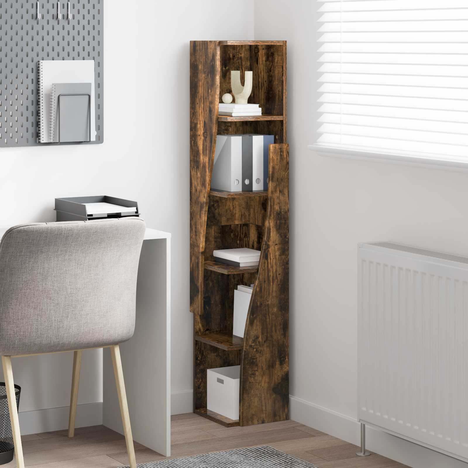 Hoekkast 27,5x27x140cm Bewerkt hout Gerookt eiken is nu te koop bij PeponiXL, paradijselijk wonen!