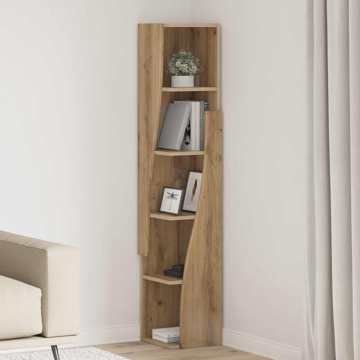 Hoekkast 27,5x27x140cm Bewerkt hout Artisan Eiken is nu te koop bij PeponiXL, paradijselijk wonen!