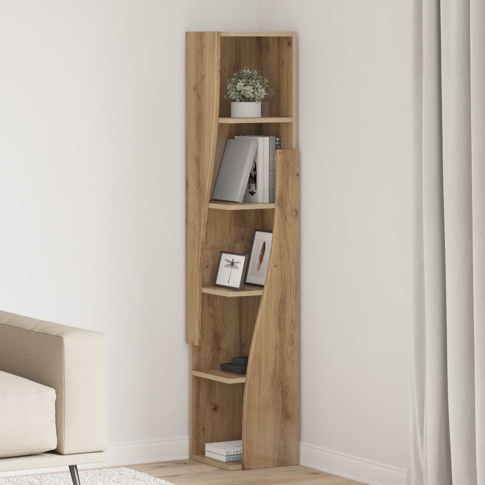 Hoekkast 27,5x27x140cm Bewerkt hout Artisan Eiken is nu te koop bij PeponiXL, paradijselijk wonen!