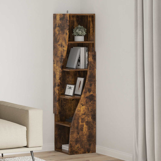 Hoekkast 32x32x140cm Bewerkt hout Gerookt eiken