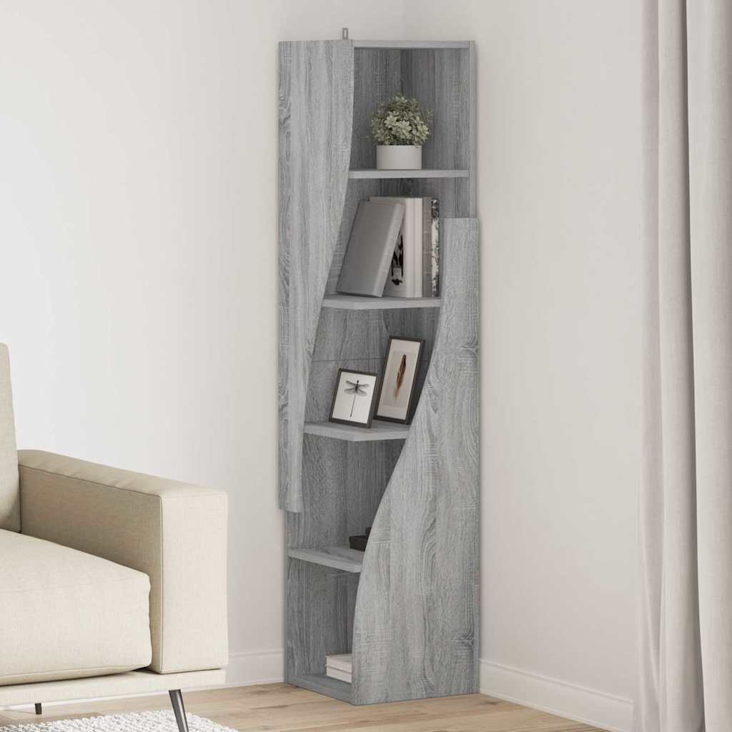 Hoekkast Grijs Sonoma 32x32x140cm Bewerkt hout