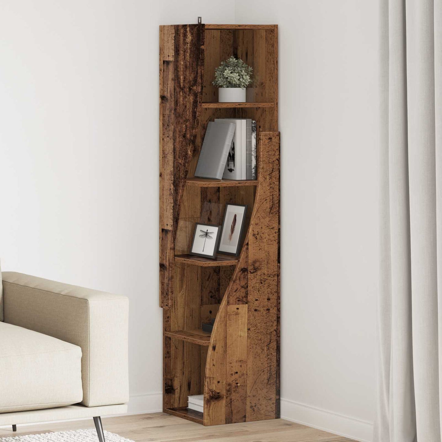 Hoekkast 32x32x140cm Bewerkt hout Oudhout is nu te koop bij PeponiXL, paradijselijk wonen!