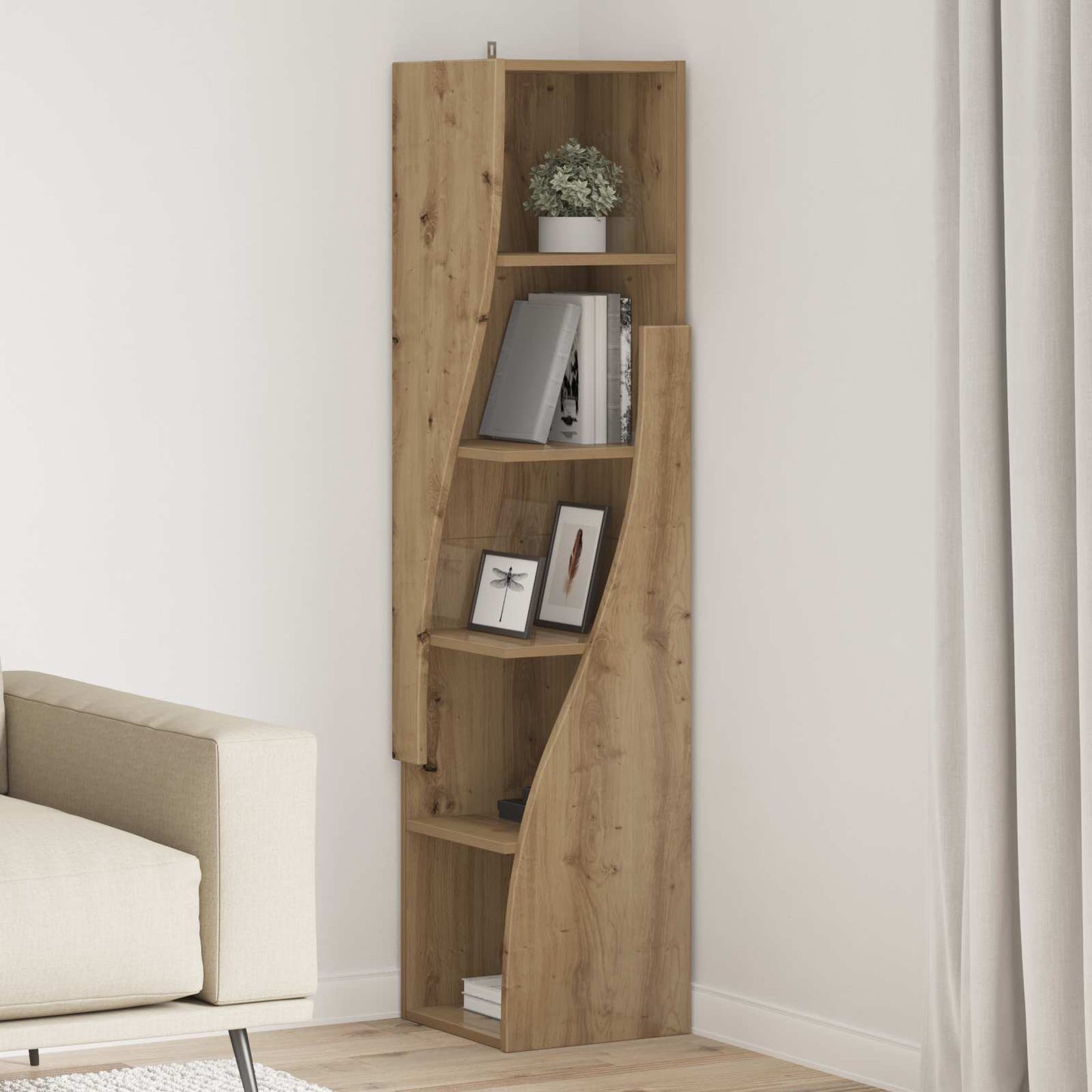 Hoekkast 32x32x140cm Bewerkt hout Artisan Eiken