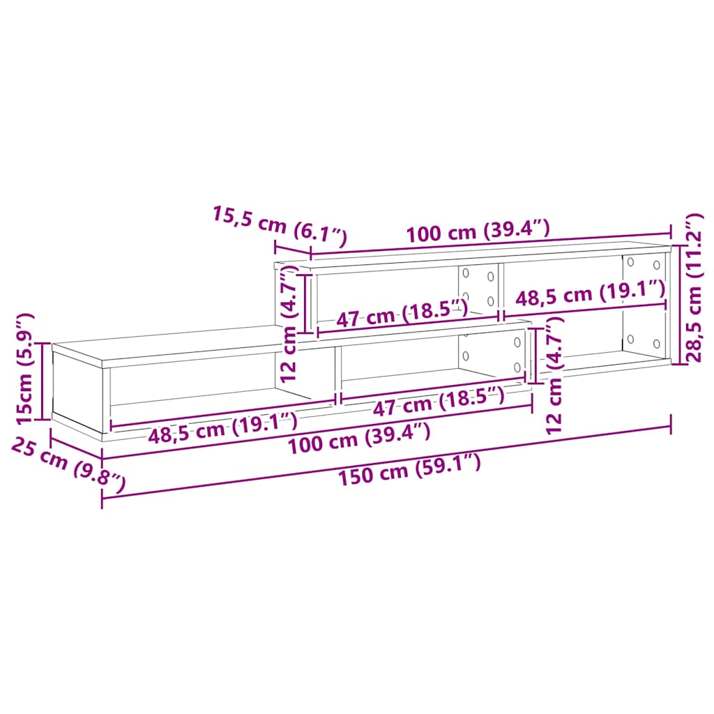 TV-stand 150x25x28,5cm Bewerkt hout is nu te koop bij PeponiXL, paradijselijk wonen!