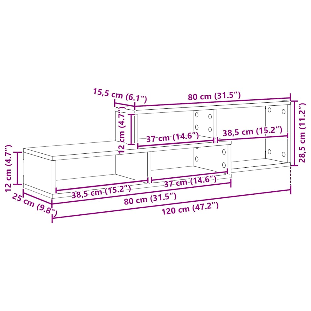 TV-stand 120x25x28,5cm Bewerkt hout is nu te koop bij PeponiXL, paradijselijk wonen!