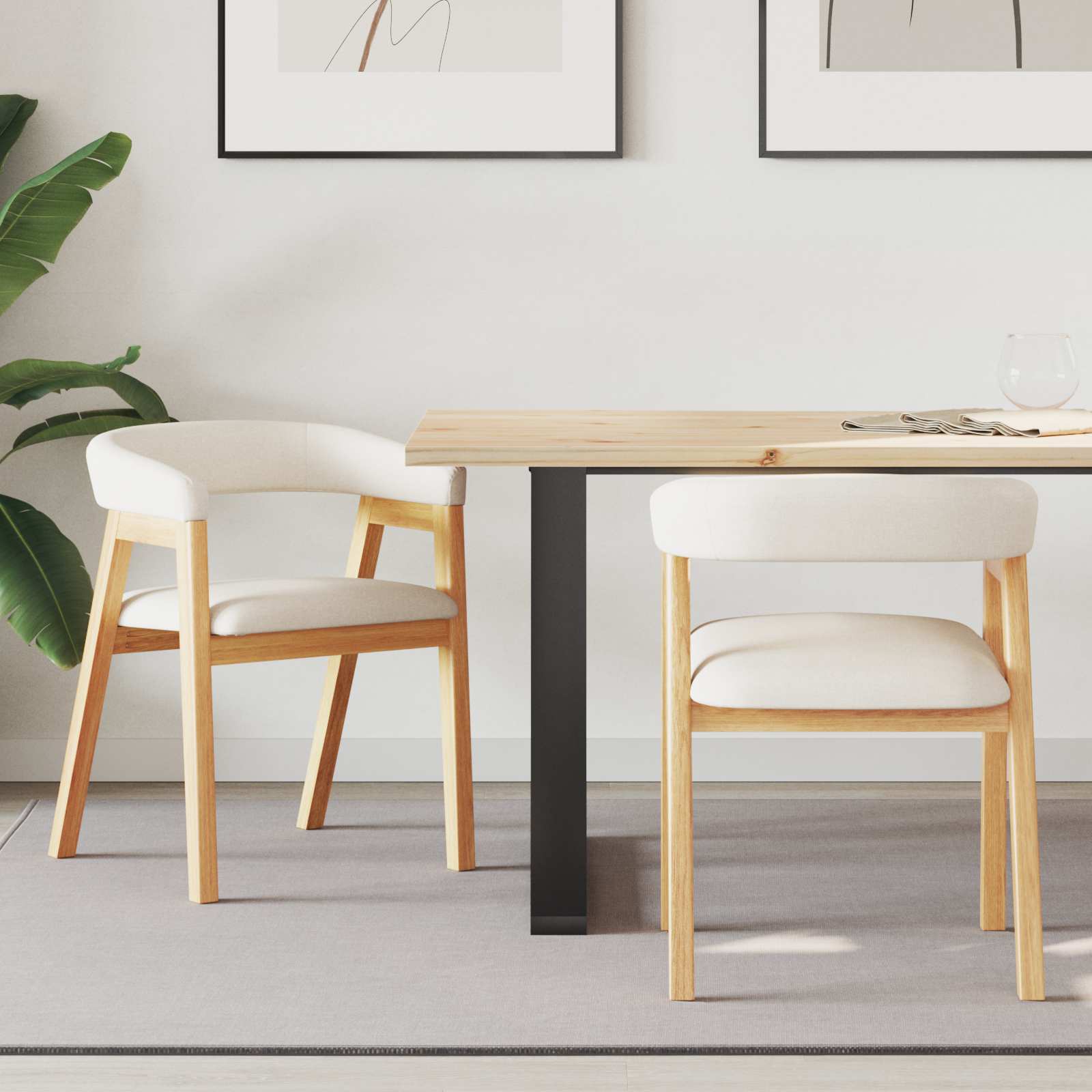 Eettafelstoelen 2 pcs Naturel 54 x 57 x 73 cm is nu te koop bij PeponiXL, paradijselijk wonen!