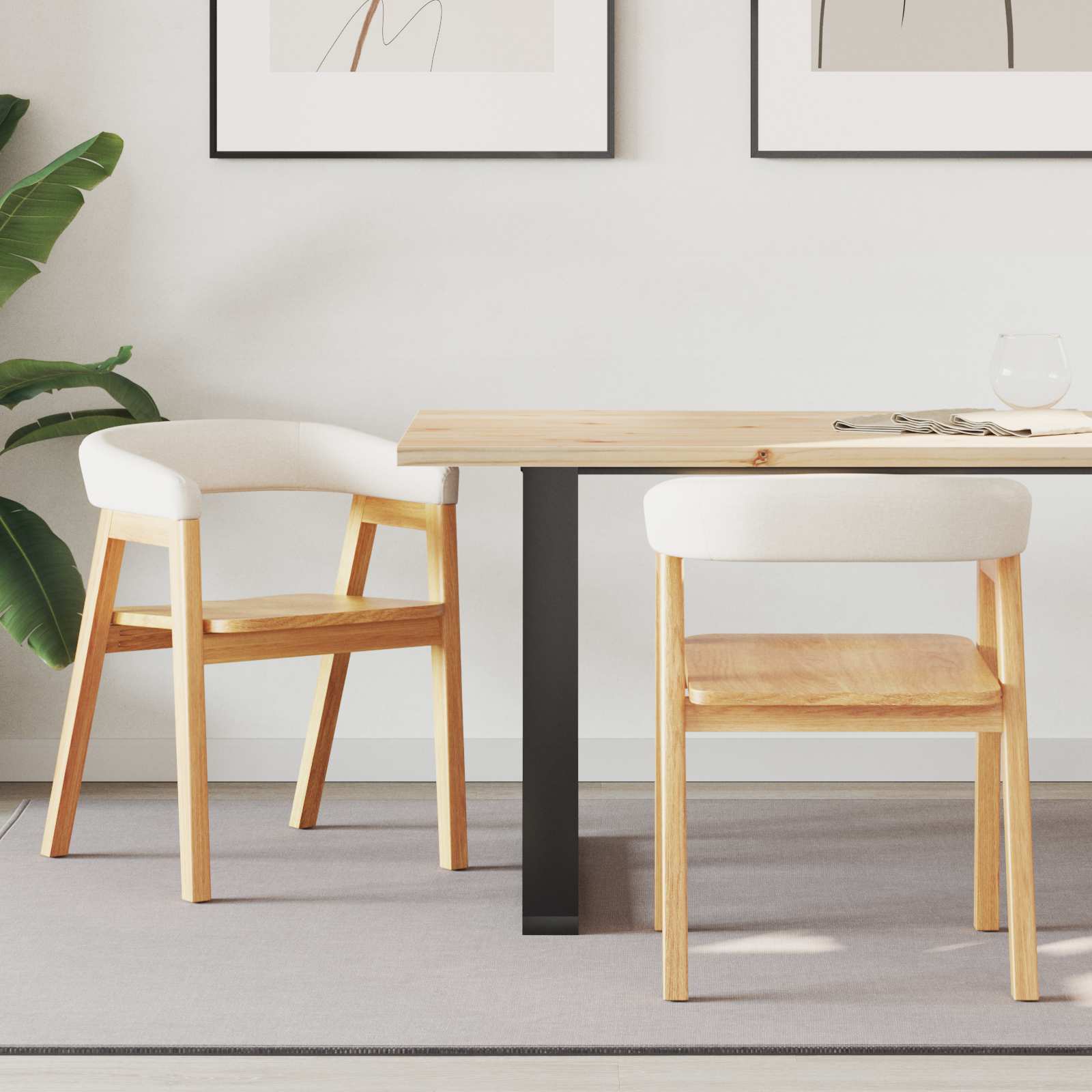 Eettafelstoelen 2 pcs Naturel 54 x 57 x 73 cm is nu te koop bij PeponiXL, paradijselijk wonen!