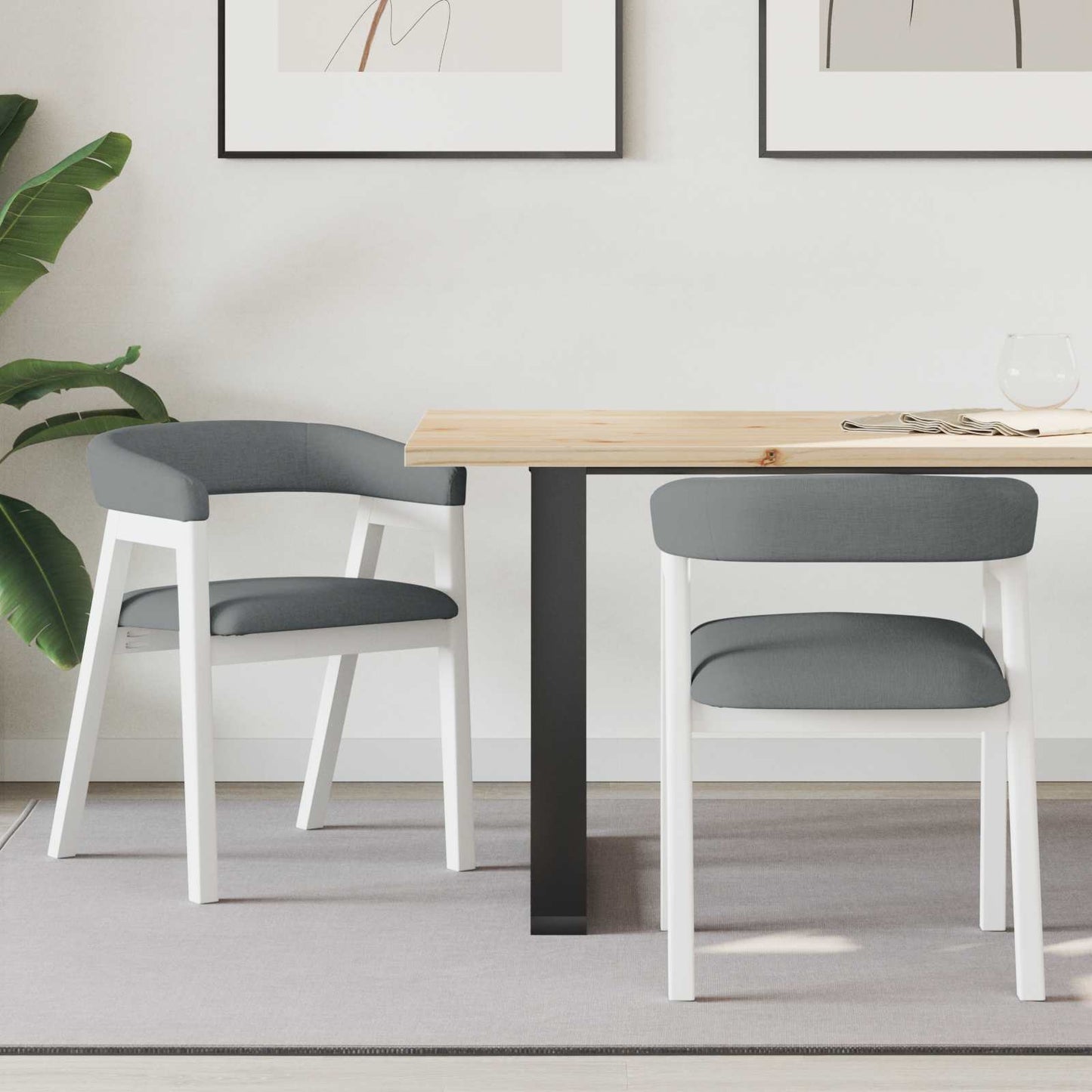 Eettafelstoelen 2 pcs Wit 54 x 57 x 73 cm Massief Rubberhout is nu te koop bij PeponiXL, paradijselijk wonen!