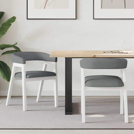 Eettafelstoelen 2 pcs Wit 54 x 57 x 73 cm Massief Rubberhout is nu te koop bij PeponiXL, paradijselijk wonen!