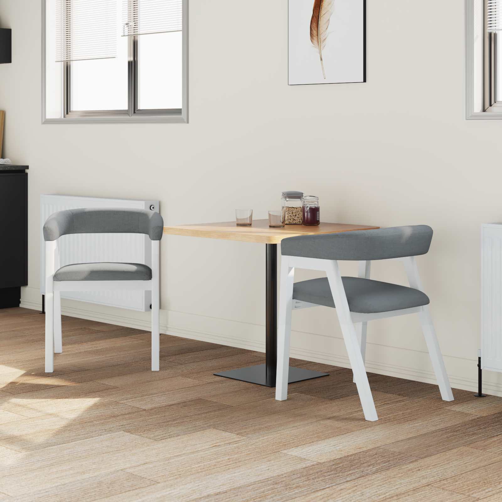 Eettafelstoelen 2 pcs Wit 54 x 57 x 73 cm Massief Rubberhout is nu te koop bij PeponiXL, paradijselijk wonen!