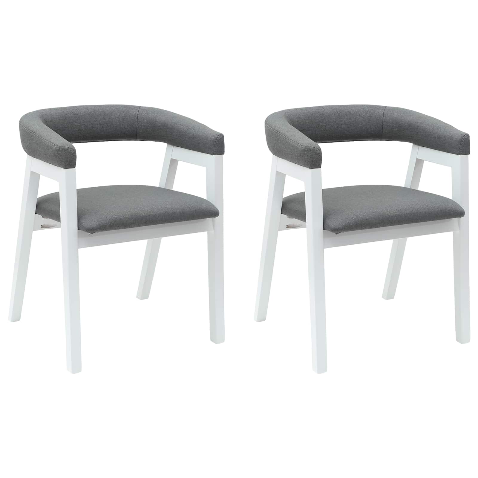 Eettafelstoelen 2 pcs Wit 54 x 57 x 73 cm Massief Rubberhout is nu te koop bij PeponiXL, paradijselijk wonen!