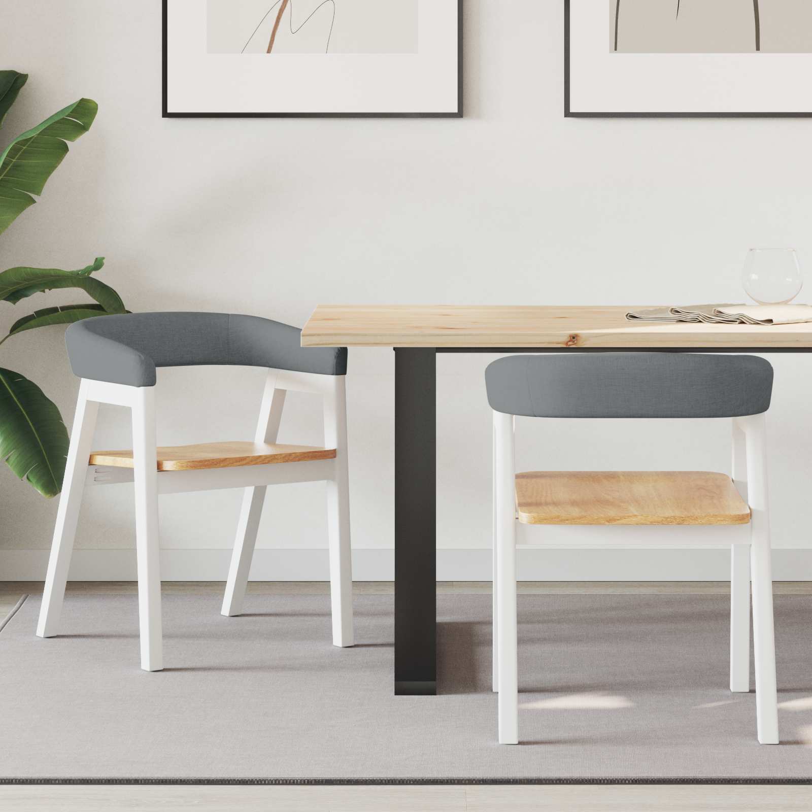 Eettafelstoelen 2 pcs Wit 54 x 57 x 73 cm Massief Rubberhout is nu te koop bij PeponiXL, paradijselijk wonen!
