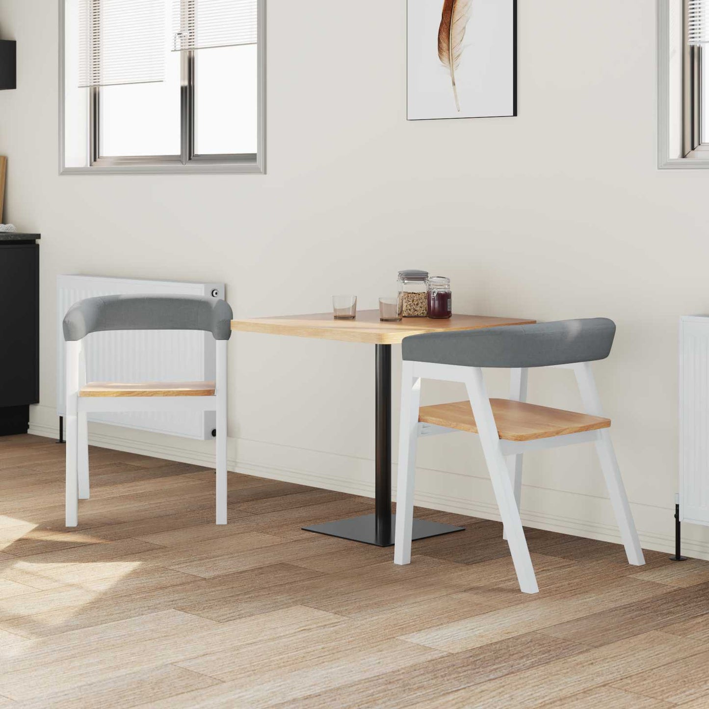 Eettafelstoelen 2 pcs Wit 54 x 57 x 73 cm Massief Rubberhout is nu te koop bij PeponiXL, paradijselijk wonen!