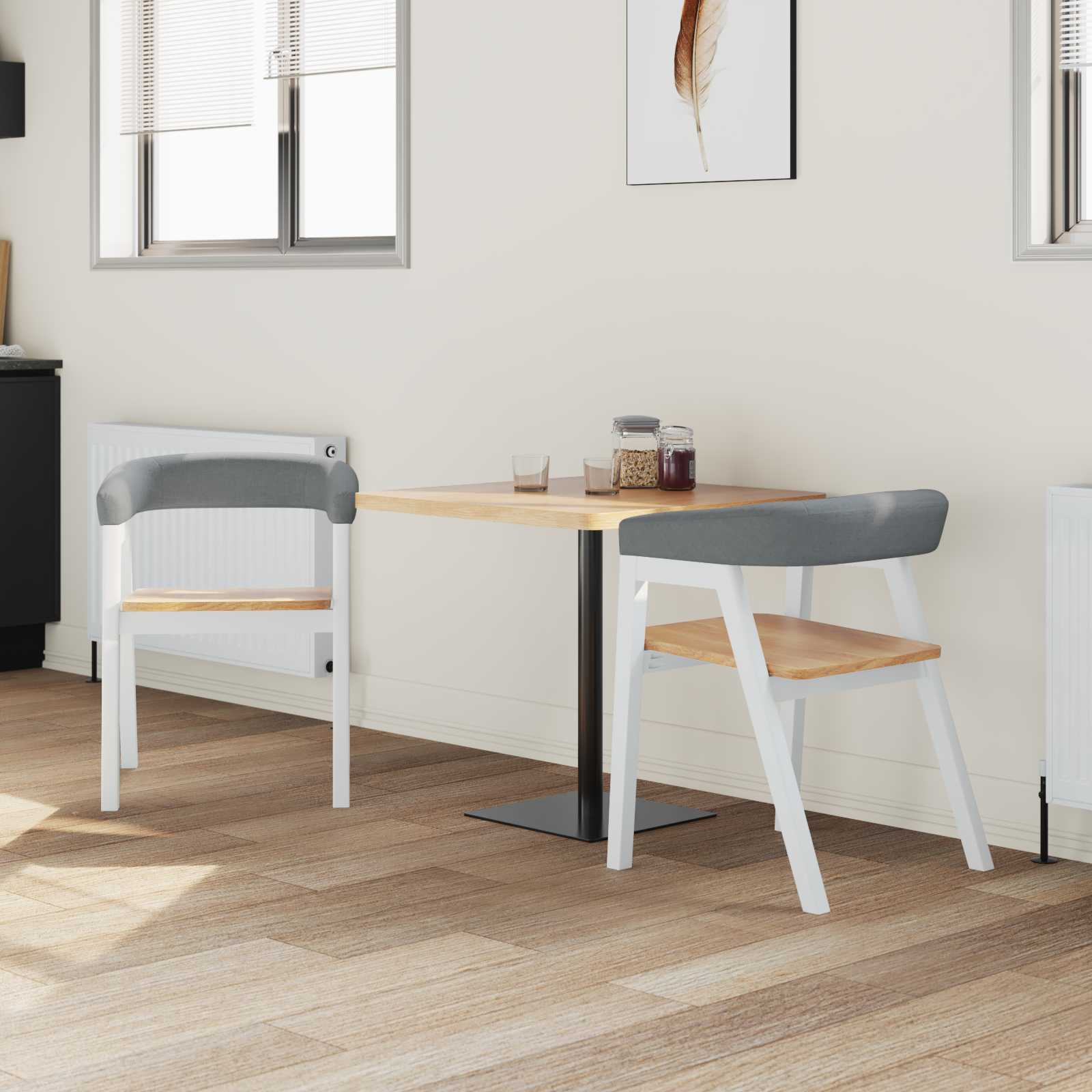 Eettafelstoelen 2 pcs Wit 54 x 57 x 73 cm Massief Rubberhout is nu te koop bij PeponiXL, paradijselijk wonen!